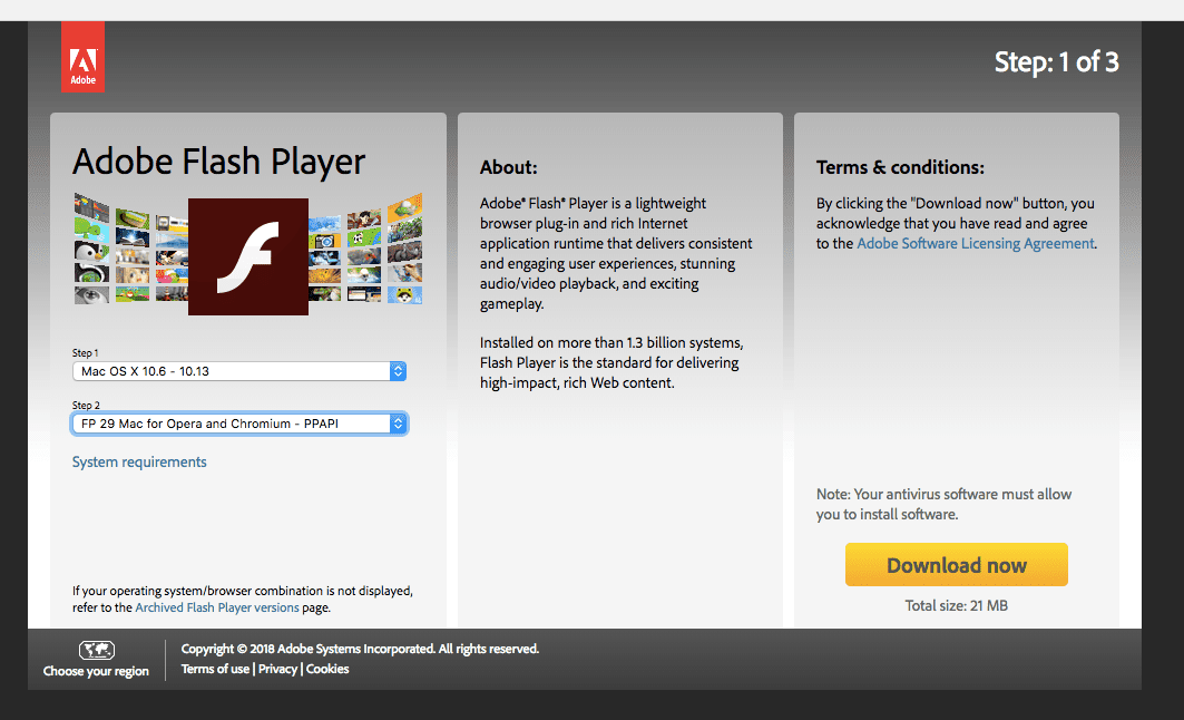 What is the latest adobe flash player for mac chrome update